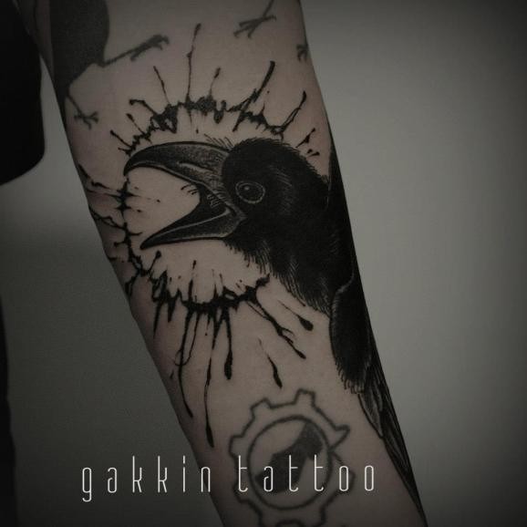 Awesome black raven tattoo by Gakkin - Tattooimages.biz